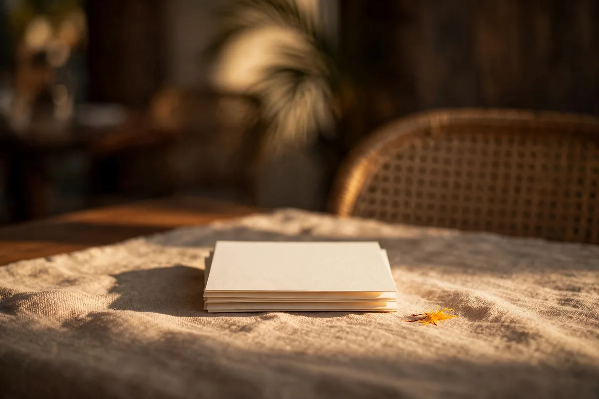 A small stack of blank menu cards