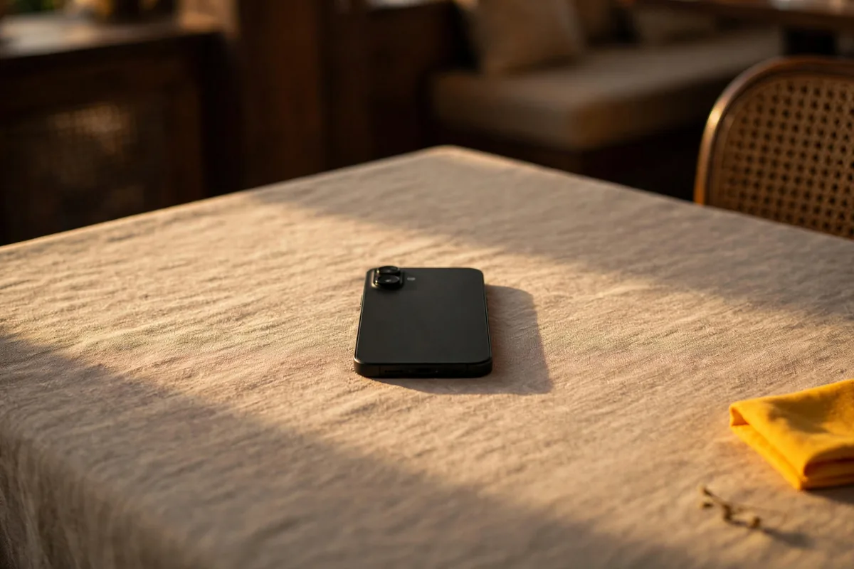 A smartphone lying face down