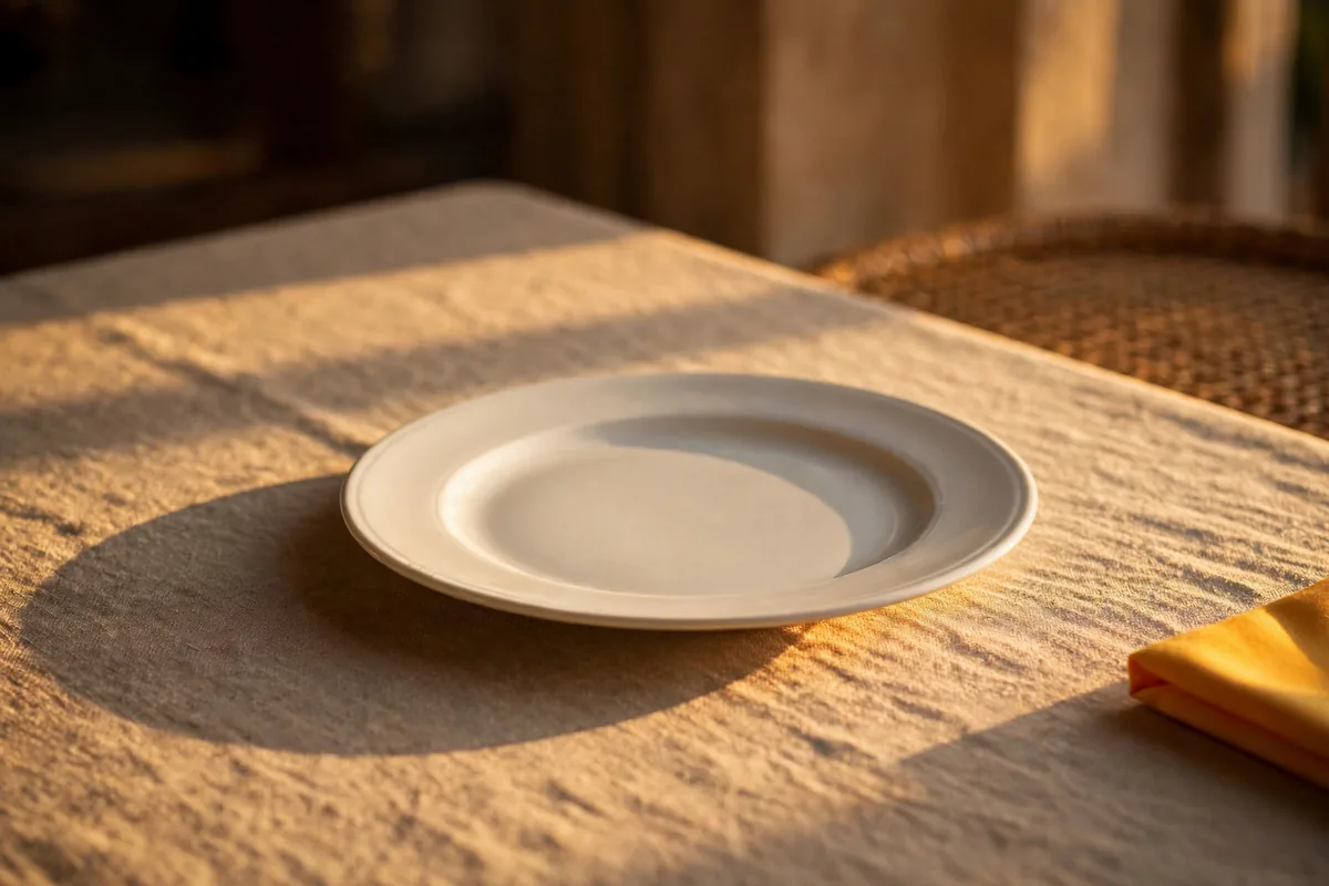 An empty white plate