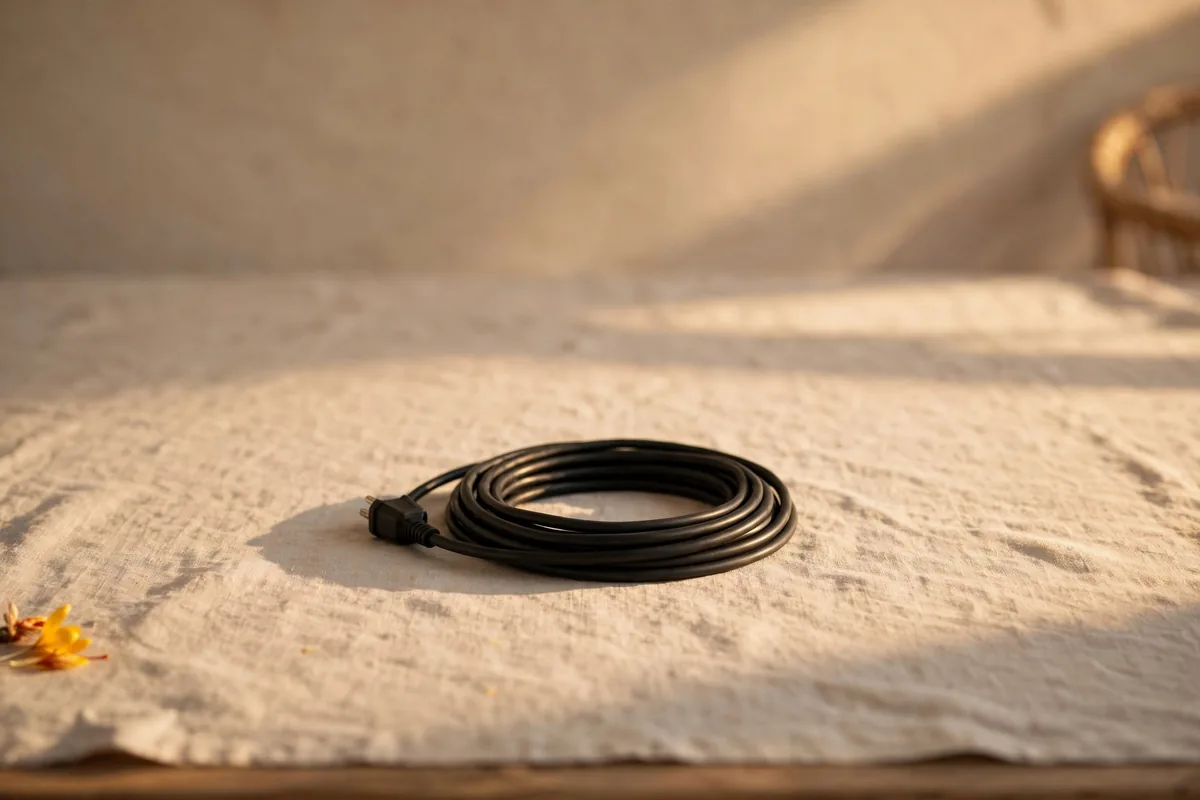 An unplugged cable neatly coiled