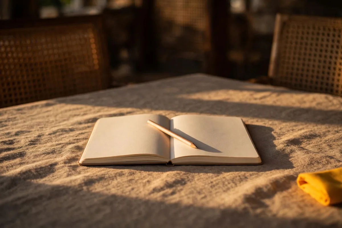 A notebook with a pencil